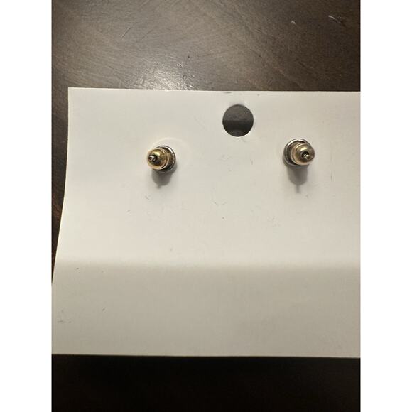 Artisan Crafted Earrings Goldtone Hammered Blue Painted Enamel Lightweight Post - Picture 4 of 6